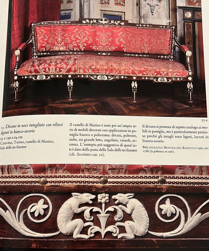 Filippo Castelli - The Viceroy of Savoy Neoclassical armchairs.A pair of Italian  carved  walnut and pastiglia cream and brown painted armchairs | MasterArt